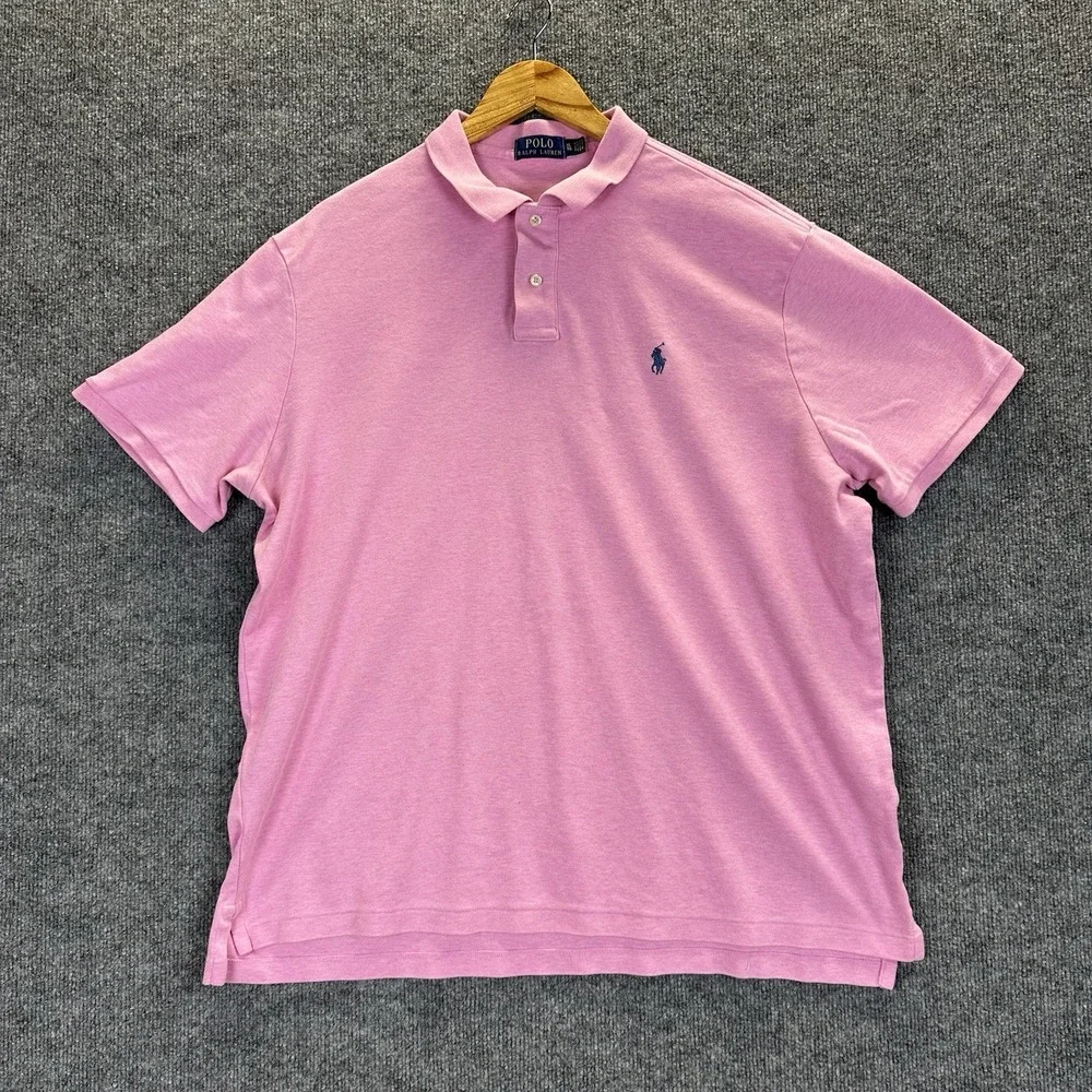 Ralph Lauren Polo Shirt Men's XL Pink Pony Cotton Casual Rugby Golf